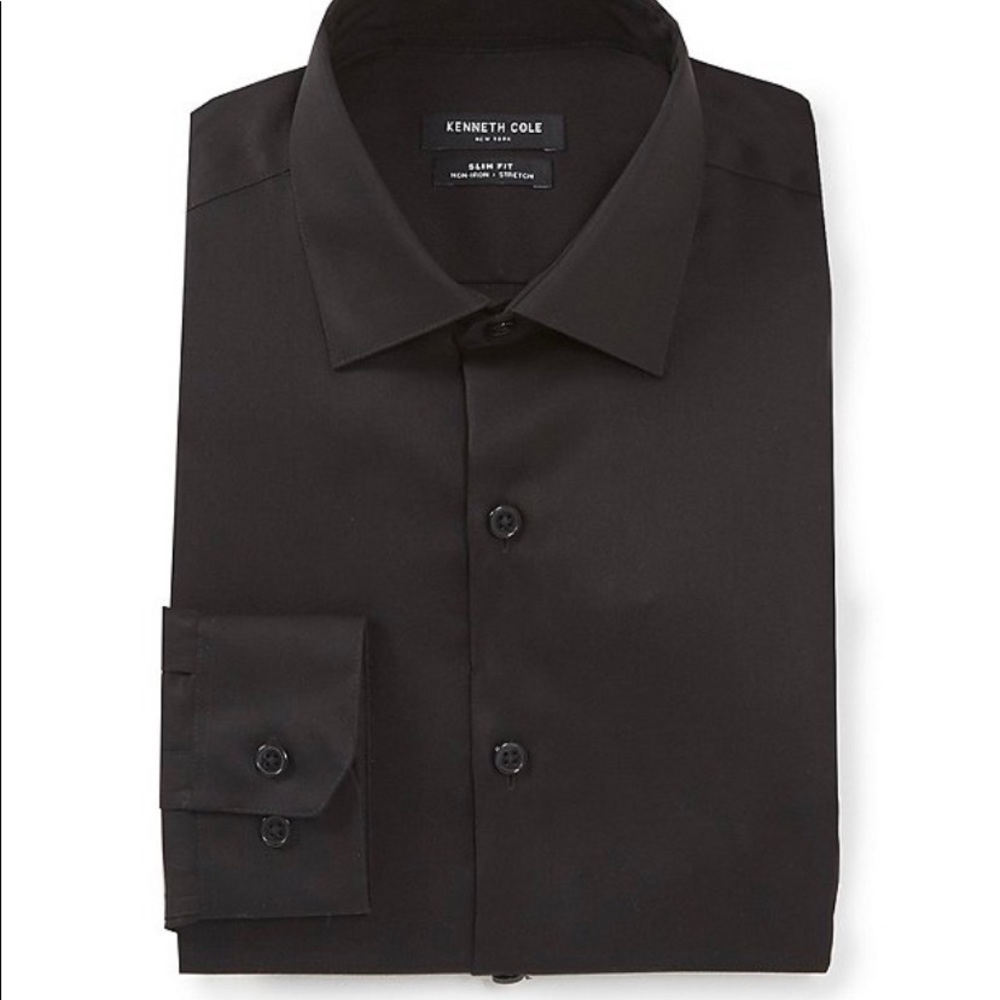 Kenneth Cole mens black long sleeve dress shirt